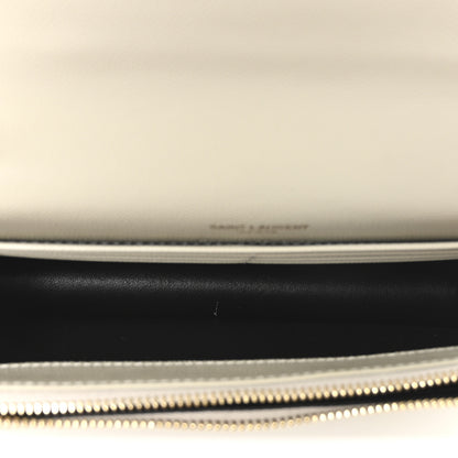 Saint Laurent Grain De Poudre Matelasse Chevron Monogram Envelope Chain Wallet Crema Soft 5 of 10