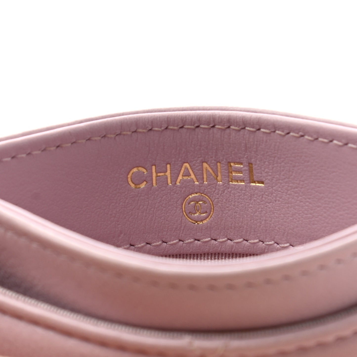 Lambskin Quilted Chanel 19 Card Holder Light Pink