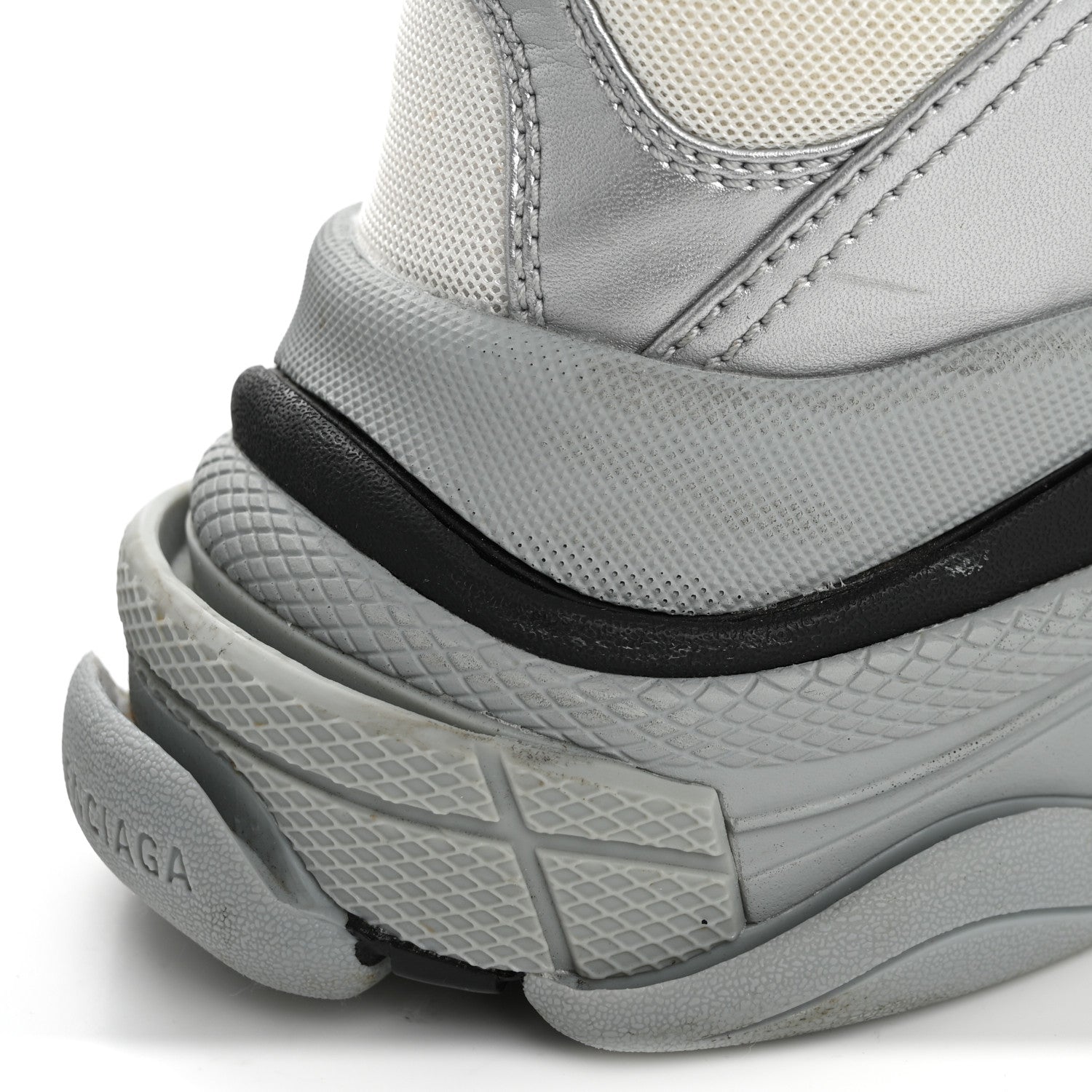 Balenciaga Metallic Fabric Mesh Mens Triple S Sneakers 10 Grey Dark Grey Black 16 of 19