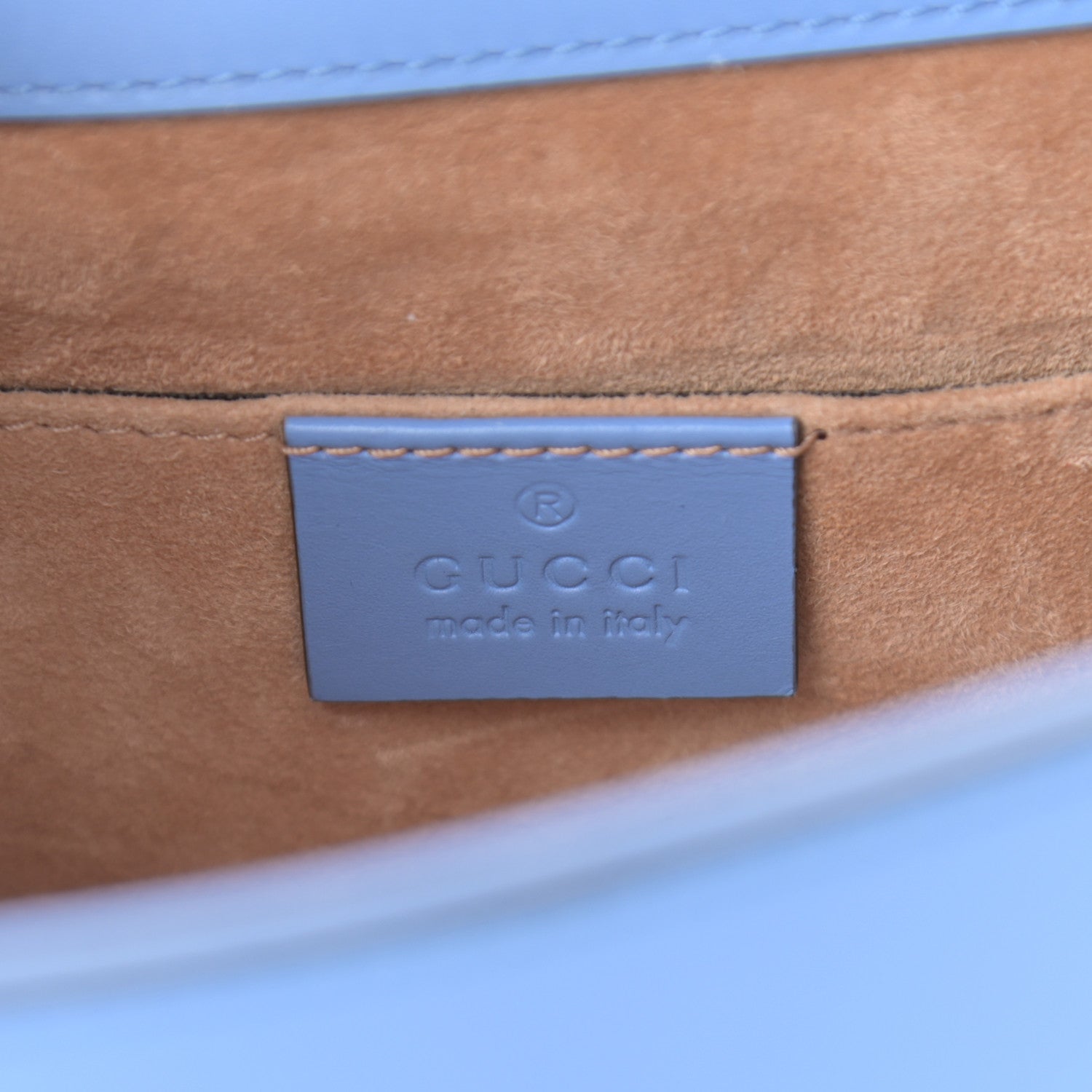 Gucci Vitello Fontanella Web Mini Sylvie Top Handle Bag Clear Sky Blue 5 of 9