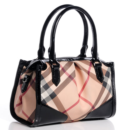 Burberry Patent Supernova Check Pilgrim Tote Black 3 of 10
