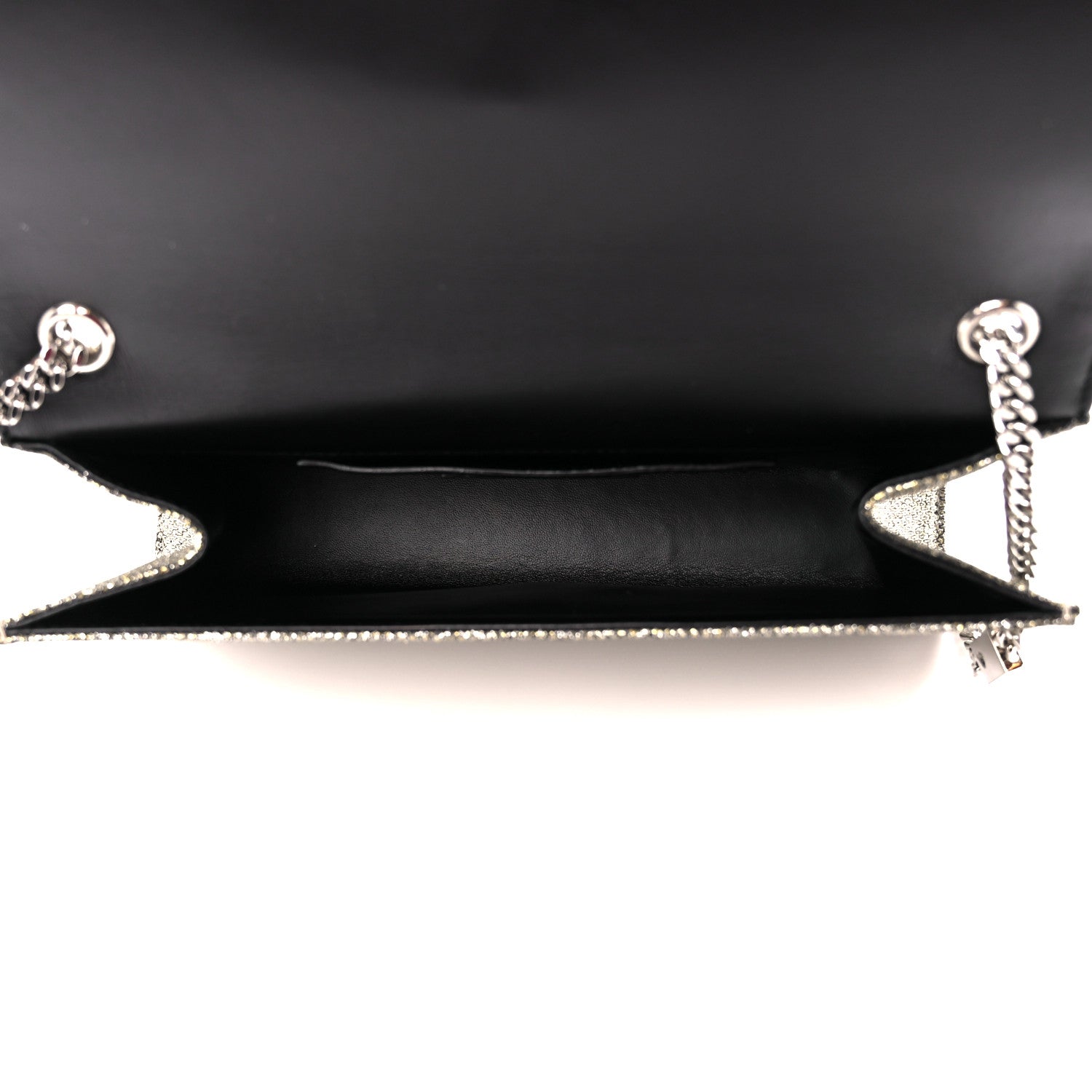 Saint Laurent Metallic Canvas Woven Medium Classic Monogram Kate Satchel Silver 5 of 10