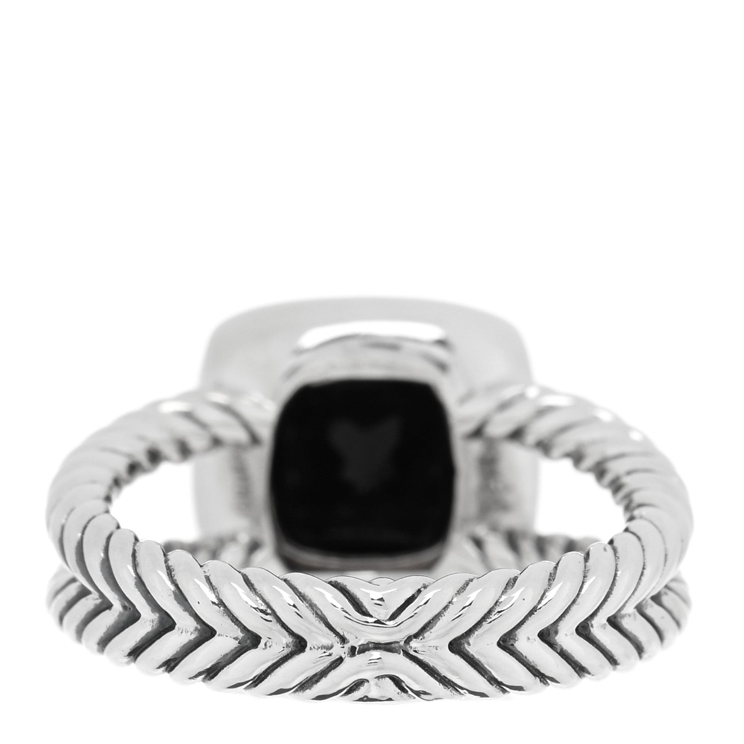 David Yurman Sterling Silver Diamond Black Onyx 7mm Petite Albion Ring 49 5 3 of 4