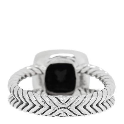 David Yurman Sterling Silver Diamond Black Onyx 7mm Petite Albion Ring 49 5 3 of 4