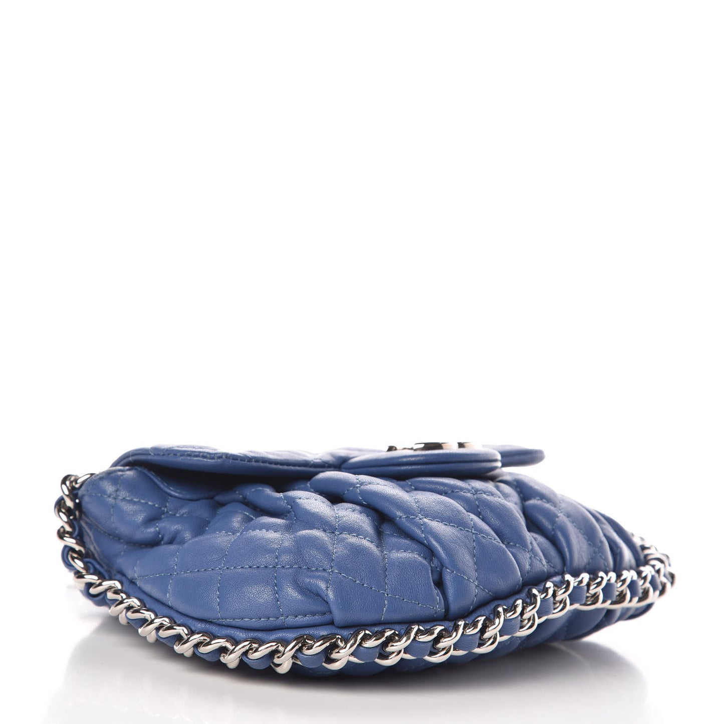 Washed Lambskin Quilted Mini Chain Around Flap Blue