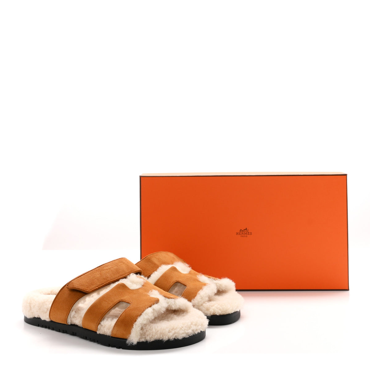 Hermes Suede Goatskin Woolskin Womens Chypre Sandals 37 Naturel Ecru 9 of 9