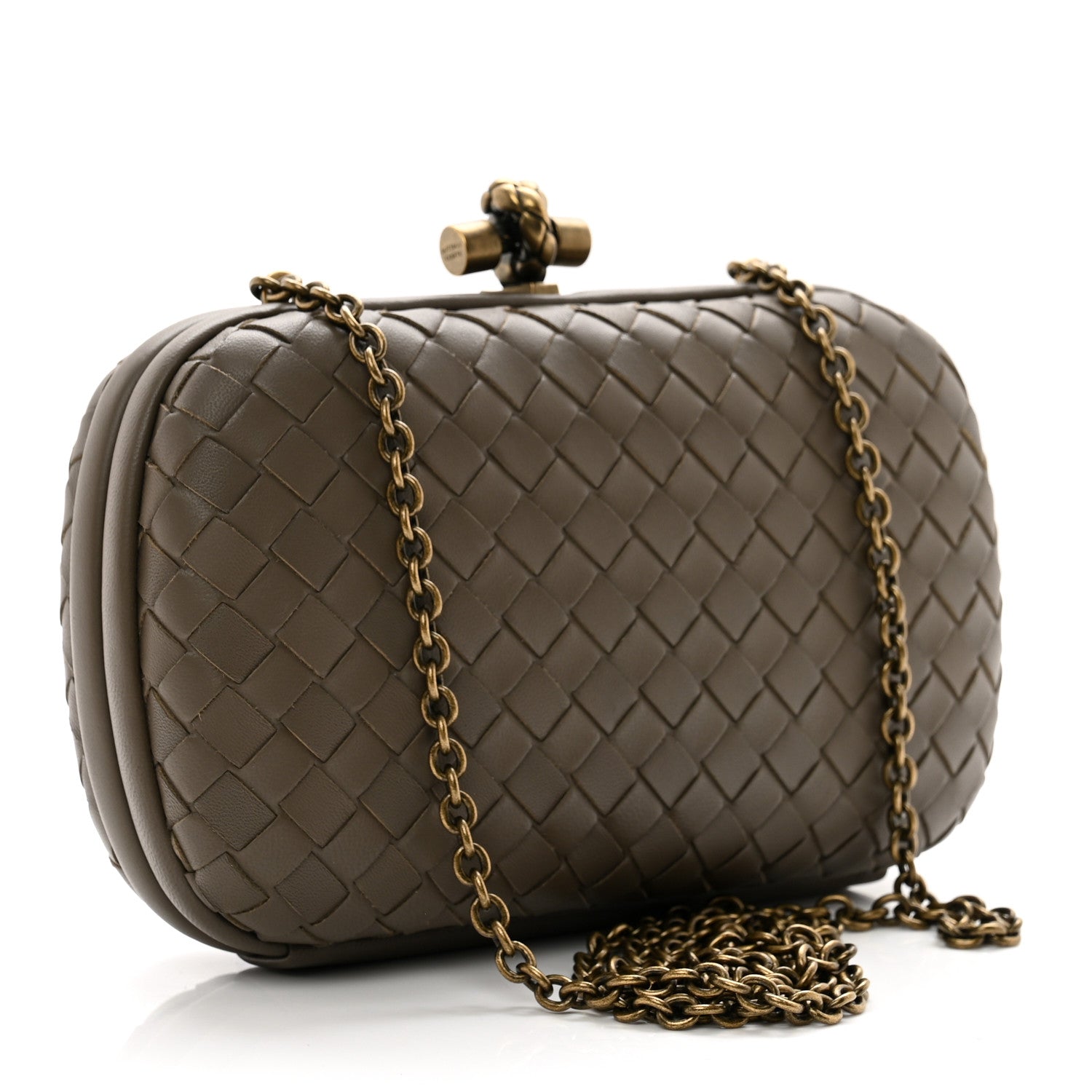 Bottega Veneta Nappa Intrecciato Chain Knot Clutch New Steel 3 of 6