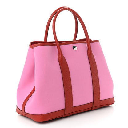Hermes Toile Militaire Vache Country Garden Party Tote 30 Bubblegum Rouge Duchesse 3 of 11
