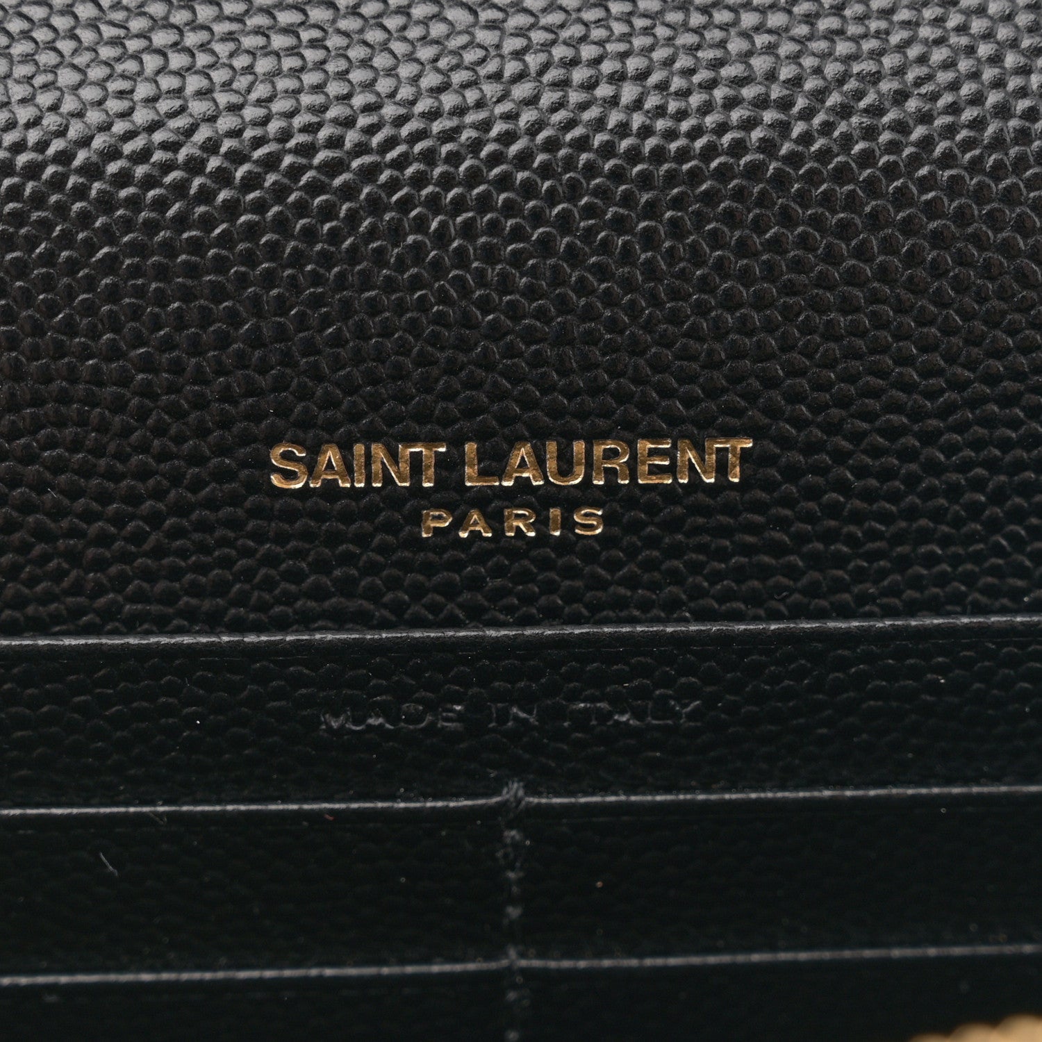 Saint Laurent Grain De Poudre Matelasse Chevron Monogram Envelope Chain Wallet Black 6 of 11