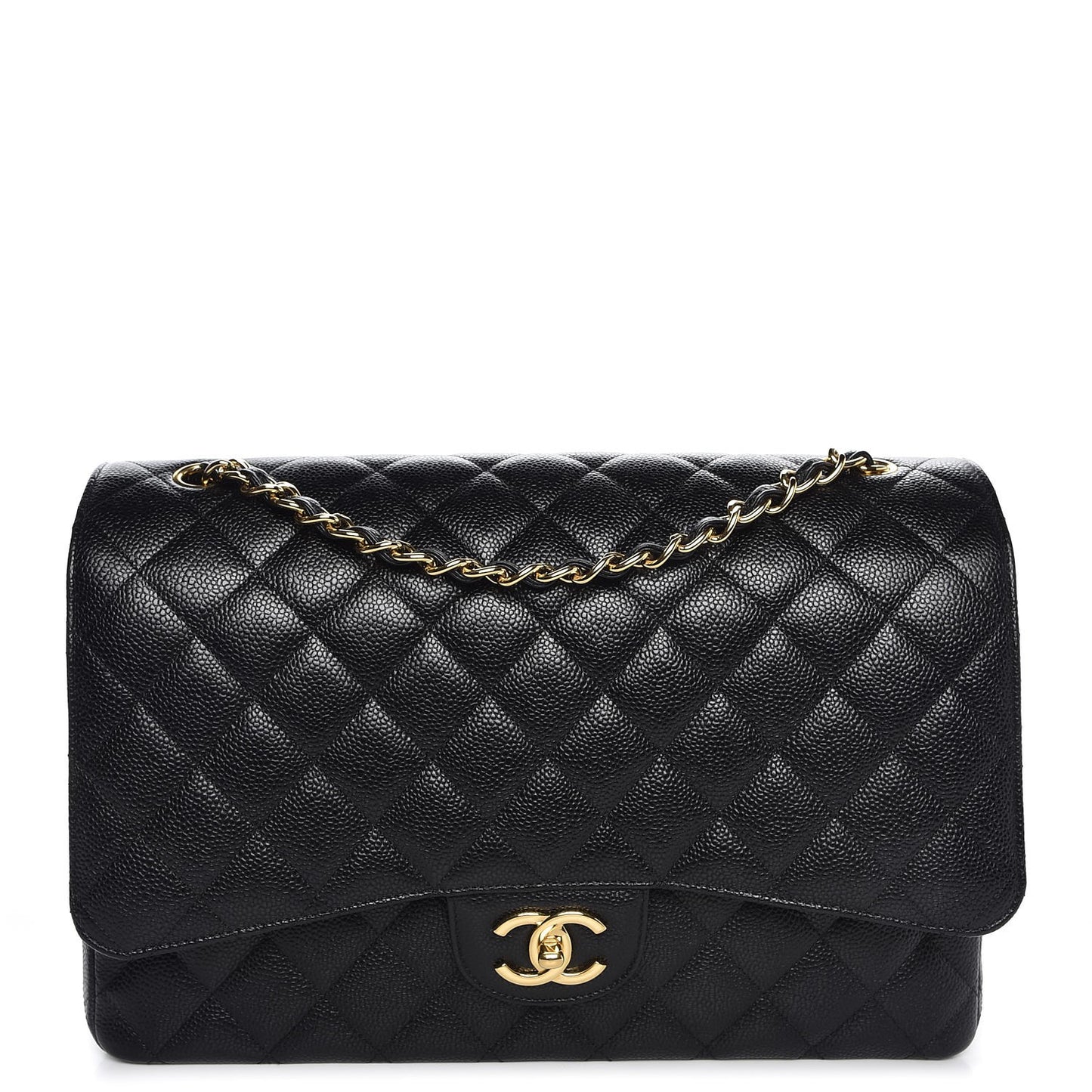 Caviar Quilted Maxi Double Flap Black
