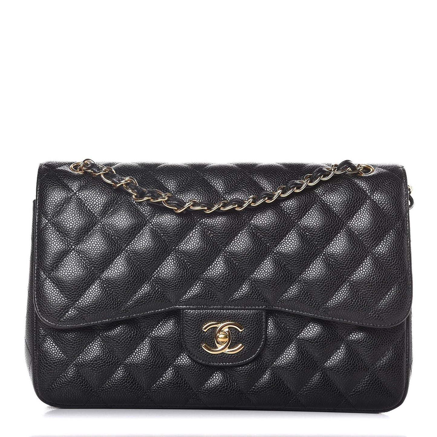 Caviar Quilted Jumbo Double Flap Black
