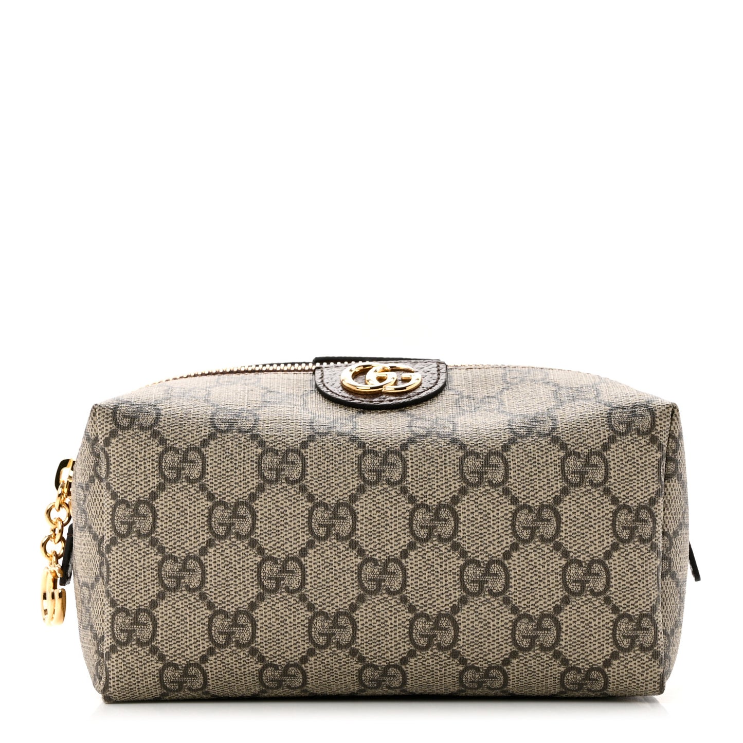 Soft GG Supreme Monogram Calfskin Medium Ophidia Cosmetic Case Beige Ebony New Acero