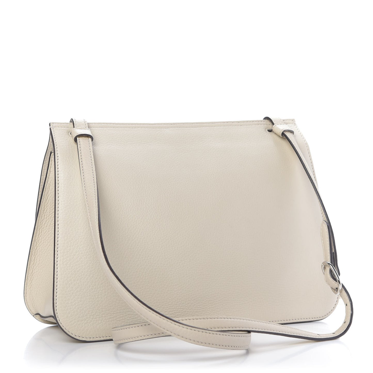 Pebbled Calfskin Medium Bamboo Daily Flap Shoulder Bag Mystic White