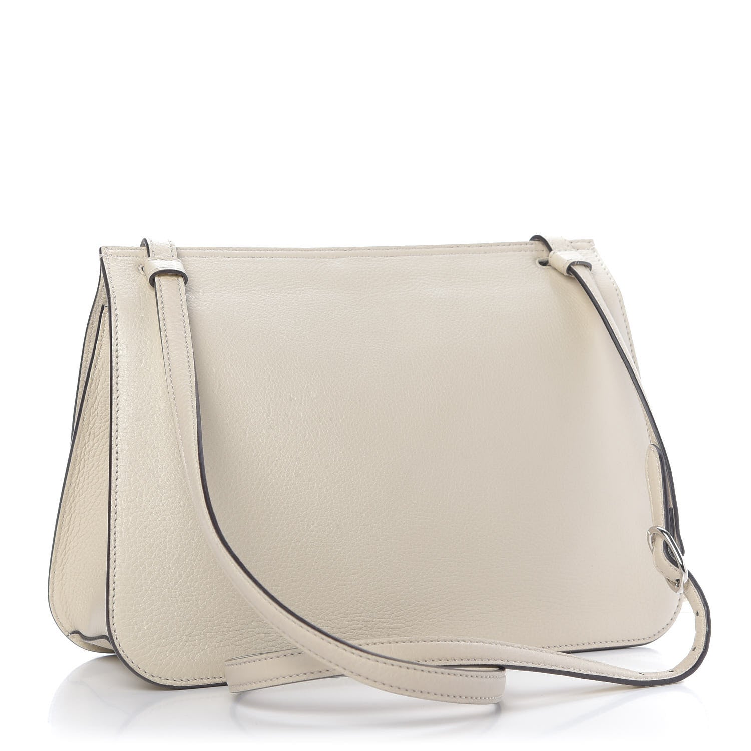 Gucci Pebbled Calfskin Medium Bamboo Daily Flap Shoulder Bag Mystic White 3 of 8