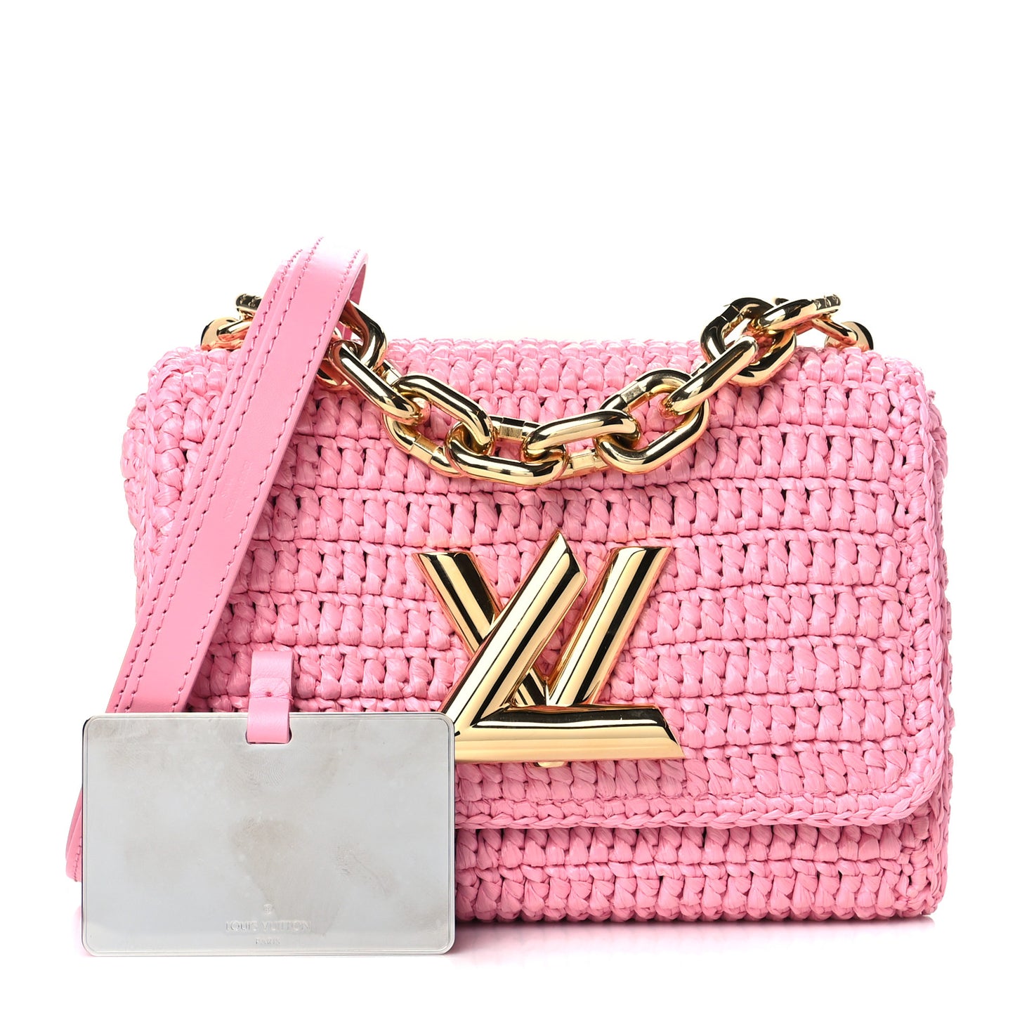Raffia Twist Shoulder Bag PM Pink
