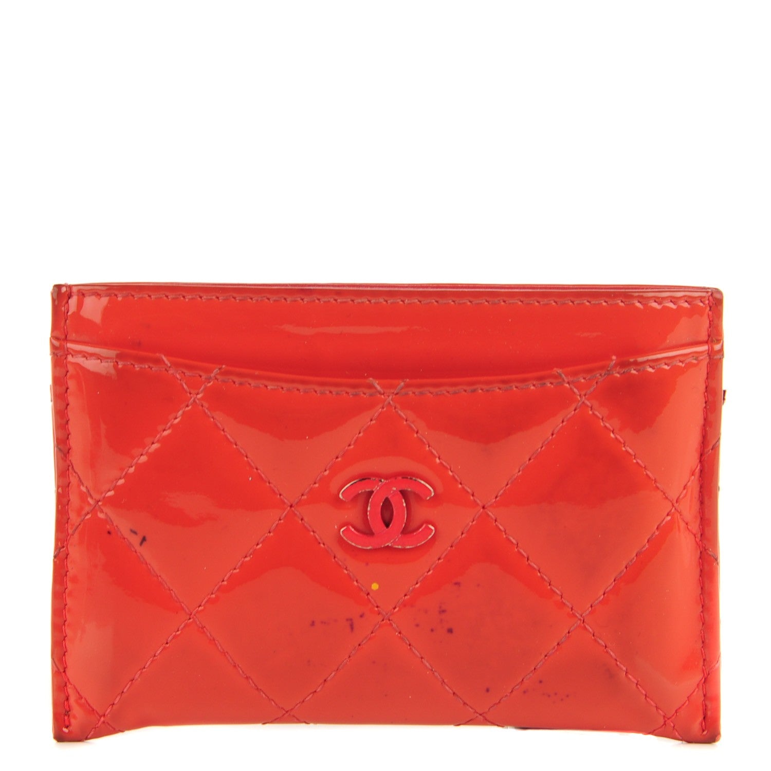Chanel Patent Quilted Card Holder Case Dark Pink 1 of 7