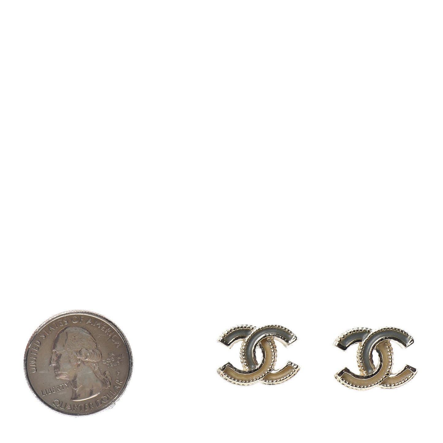Glitter Enamel CC Earrings Grey Gold