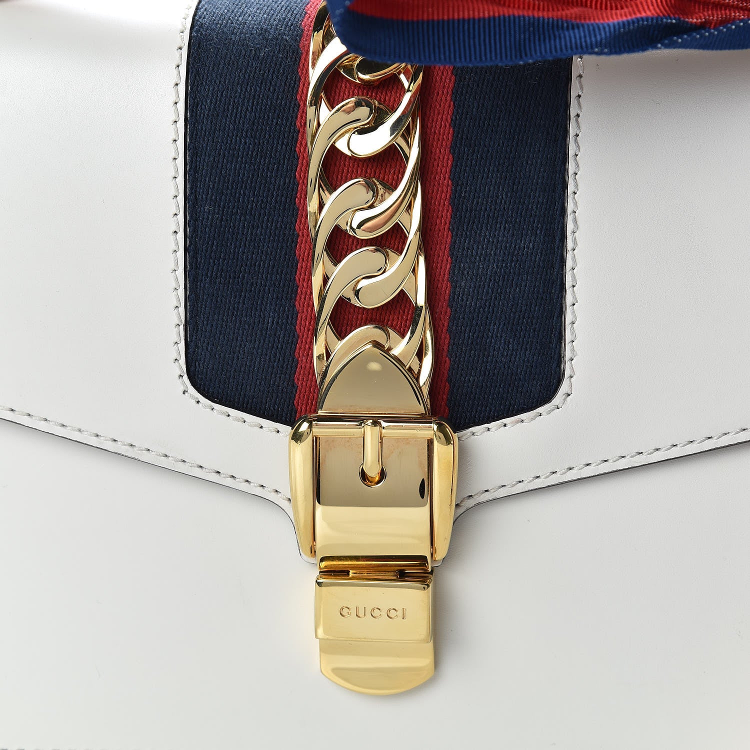 Gucci Calfskin Small Sylvie Shoulder Bag Off White 10 of 14