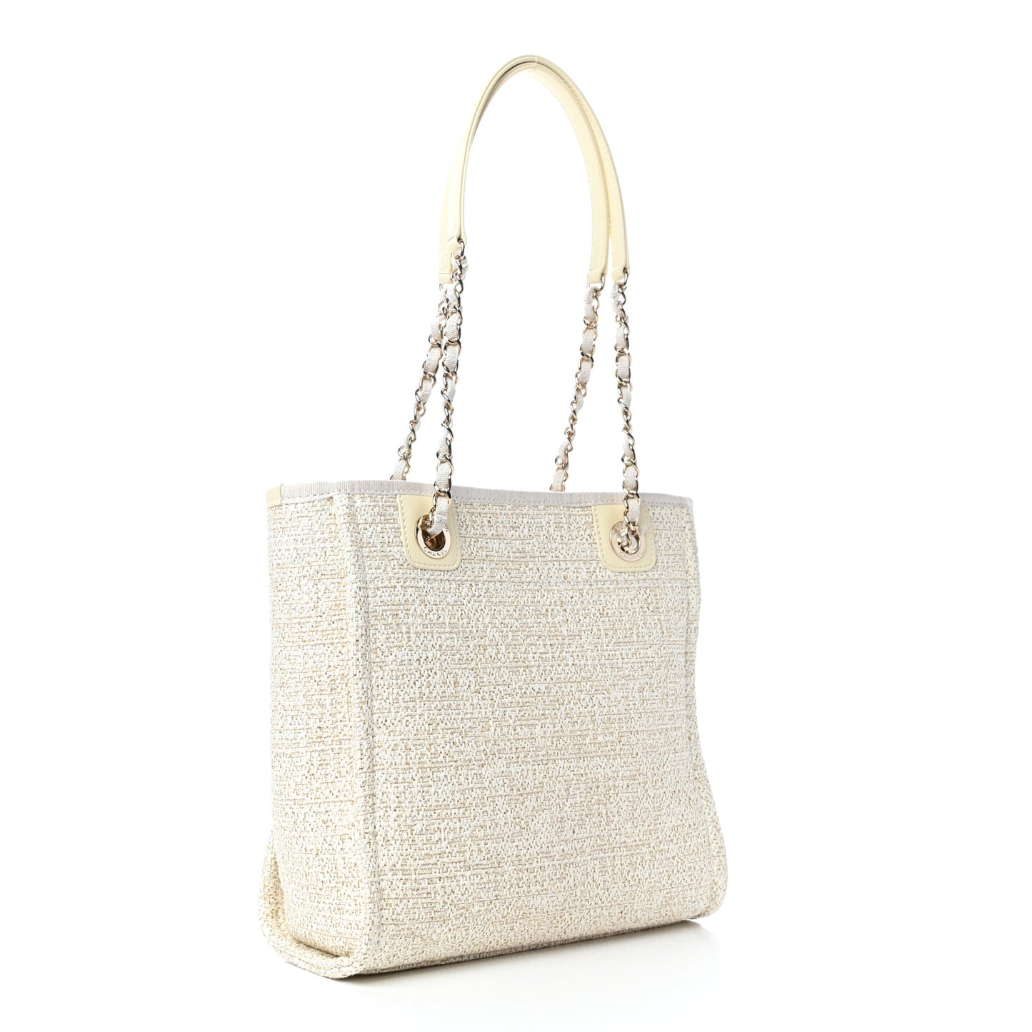Lurex Boucle Mini Deauville Tote White