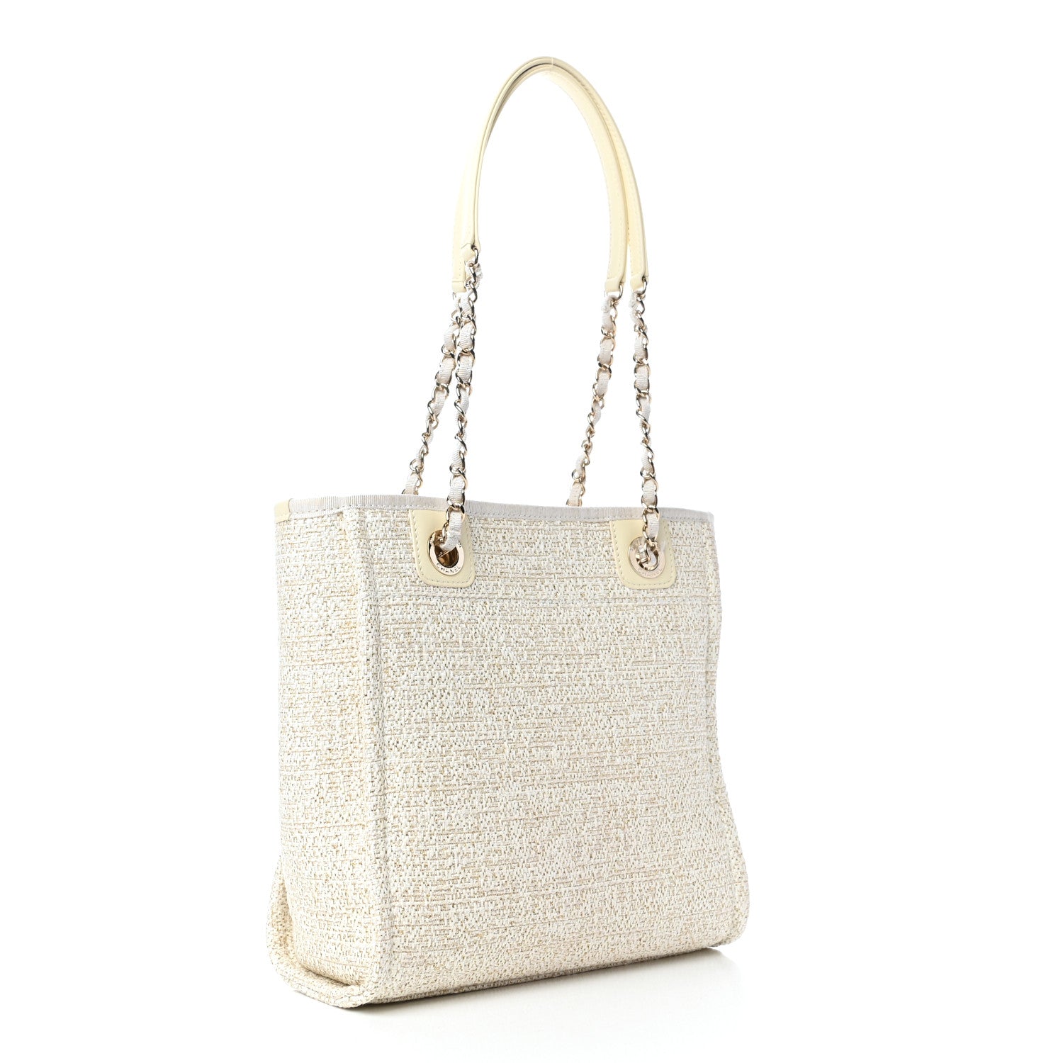 Chanel Lurex Boucle Mini Deauville Tote White 3 of 10