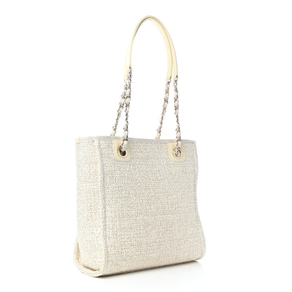 Chanel Lurex Boucle Mini Deauville Tote White 3 of 10