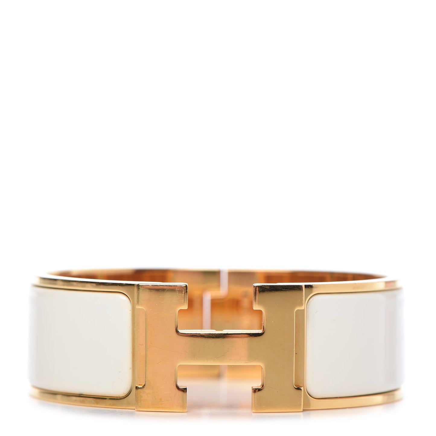 Enamel Wide Clic Clac H Bracelet GM White