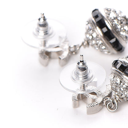 Chanel Crystal CC Drop Earrings Black Silver 3 of 5