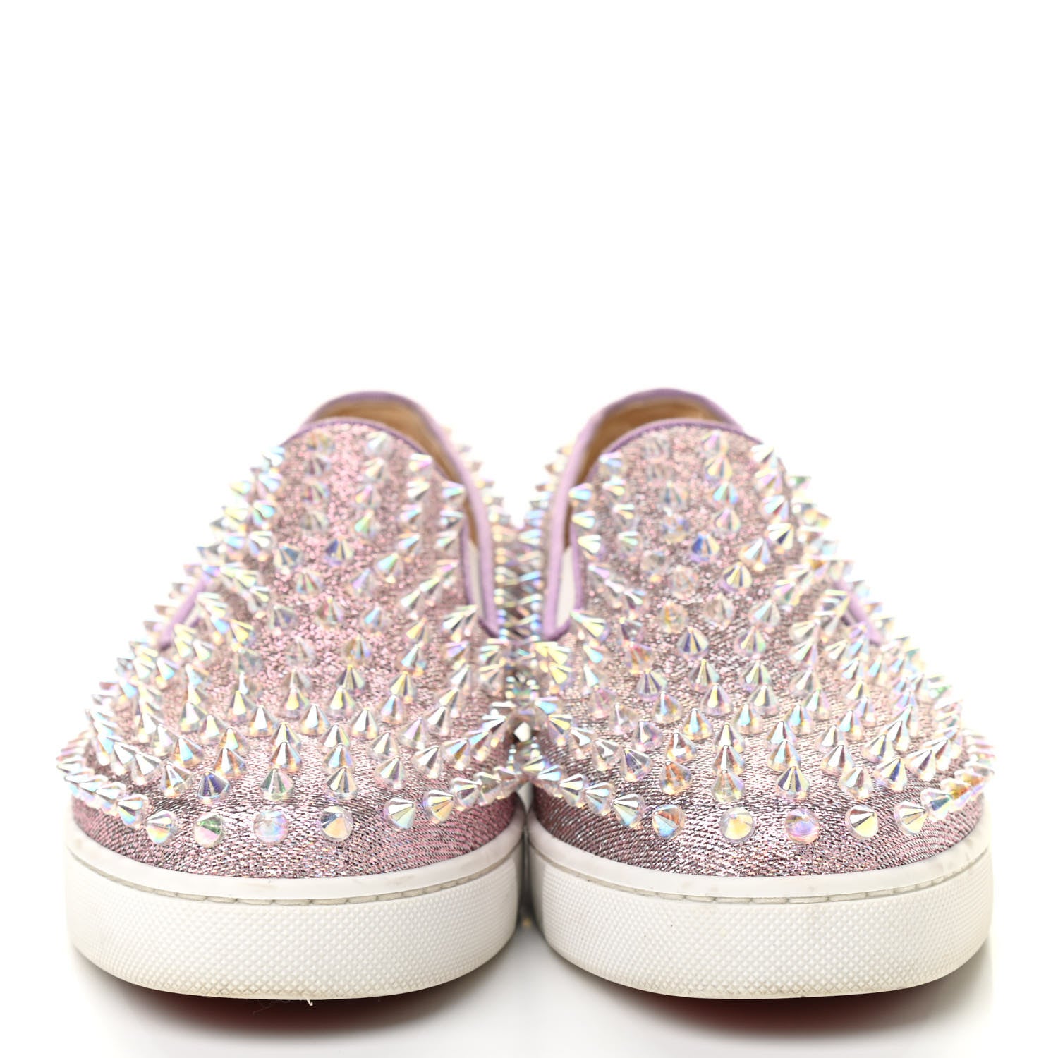 Christian Louboutin Glitter Spikes Womens Roller Boat Flat 37.5 Pink 2 of 7