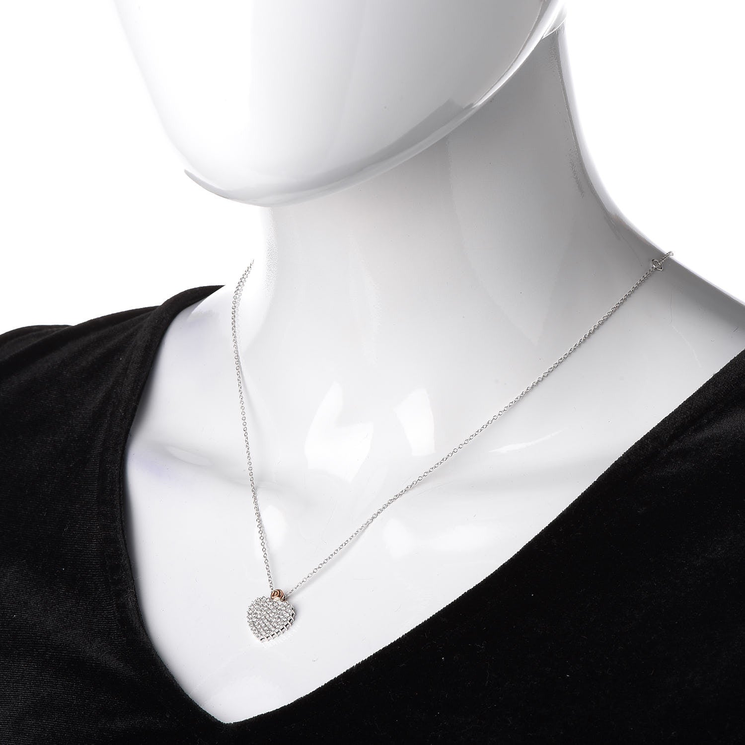 Damiani 18K White Pink Gold Diamond Cuore Logo Pendant Necklace 2 of 5