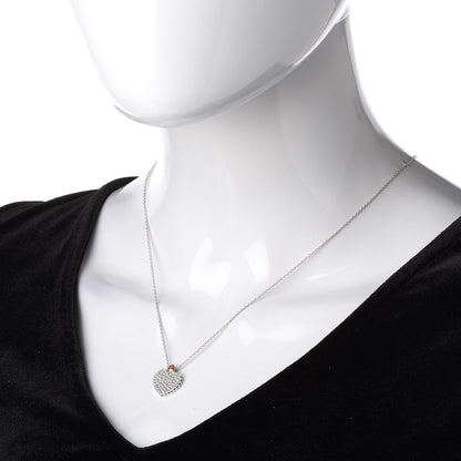 Damiani 18K White Pink Gold Diamond Cuore Logo Pendant Necklace 2 of 5