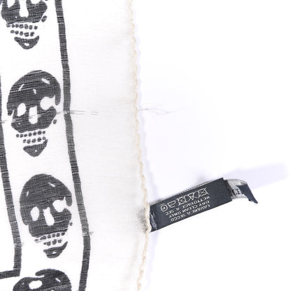 Alexander McQueen Silk Chiffon Skull Scarf Ivory Black 7 of 8