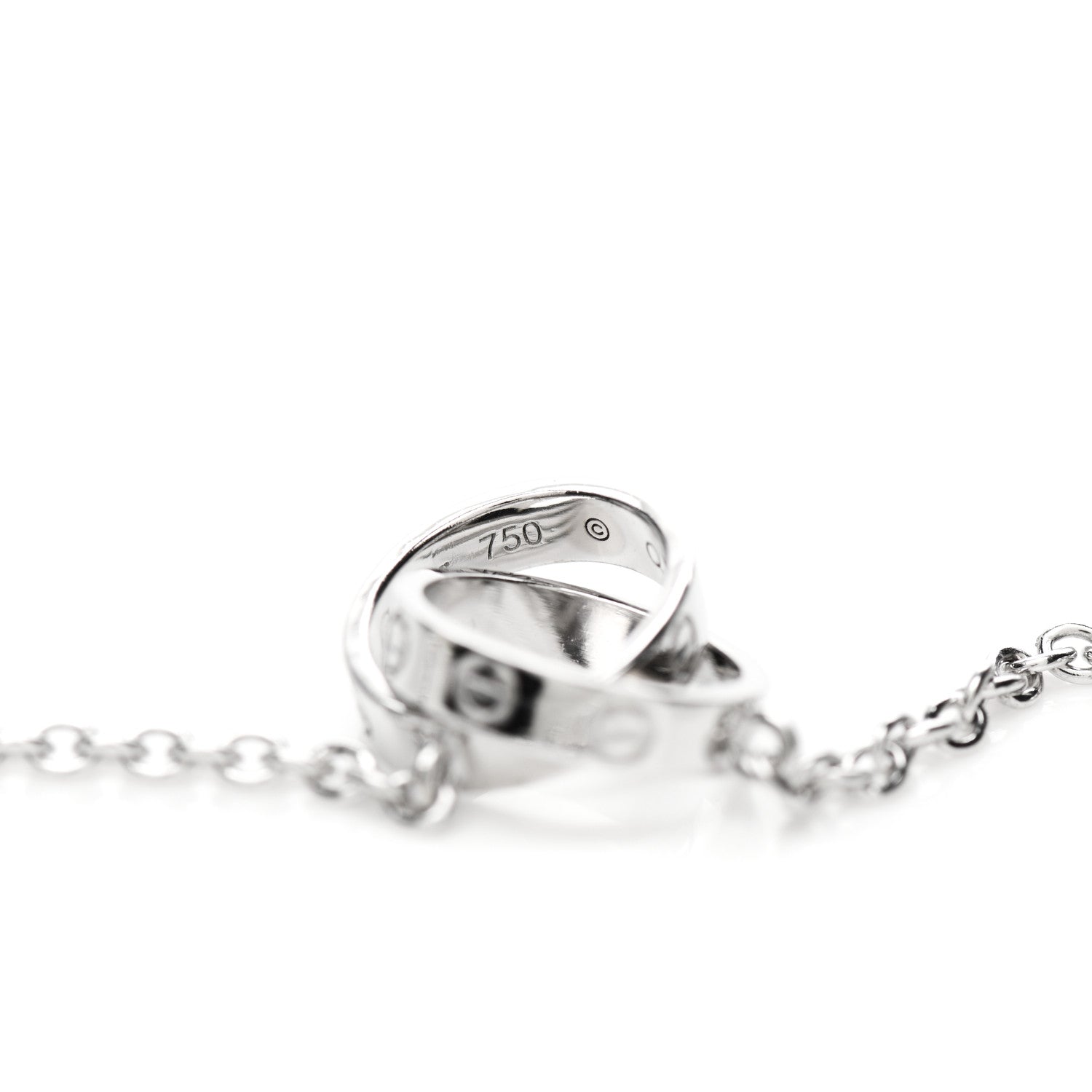 Cartier 18K White Gold Interlocking LOVE Necklace 5 of 6