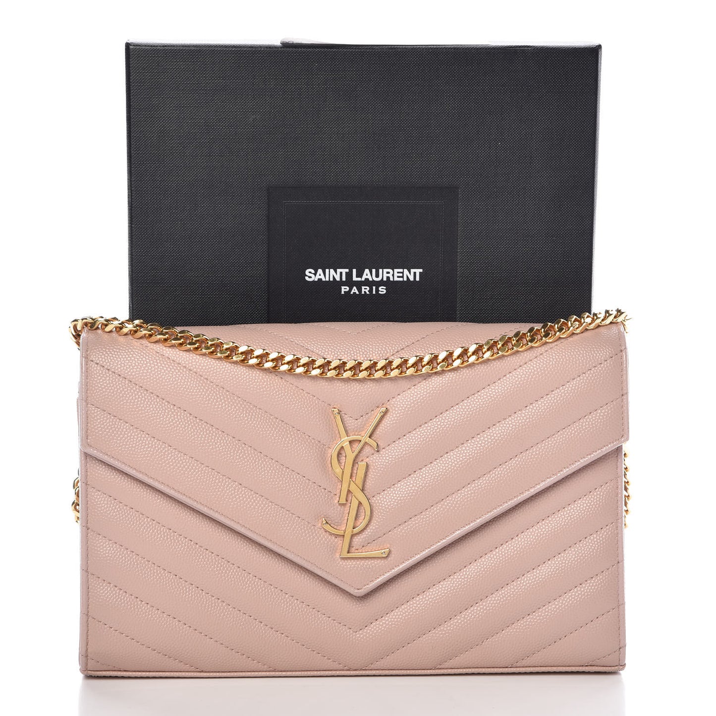 Grain De Poudre Matelasse Chevron Monogram Chain Wallet Rose Antic