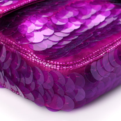 Fendi Satin Sequin Paillettes Bilics Lustre Snakeskin Medium Baguette 1997 Dark Pink 8 of 9
