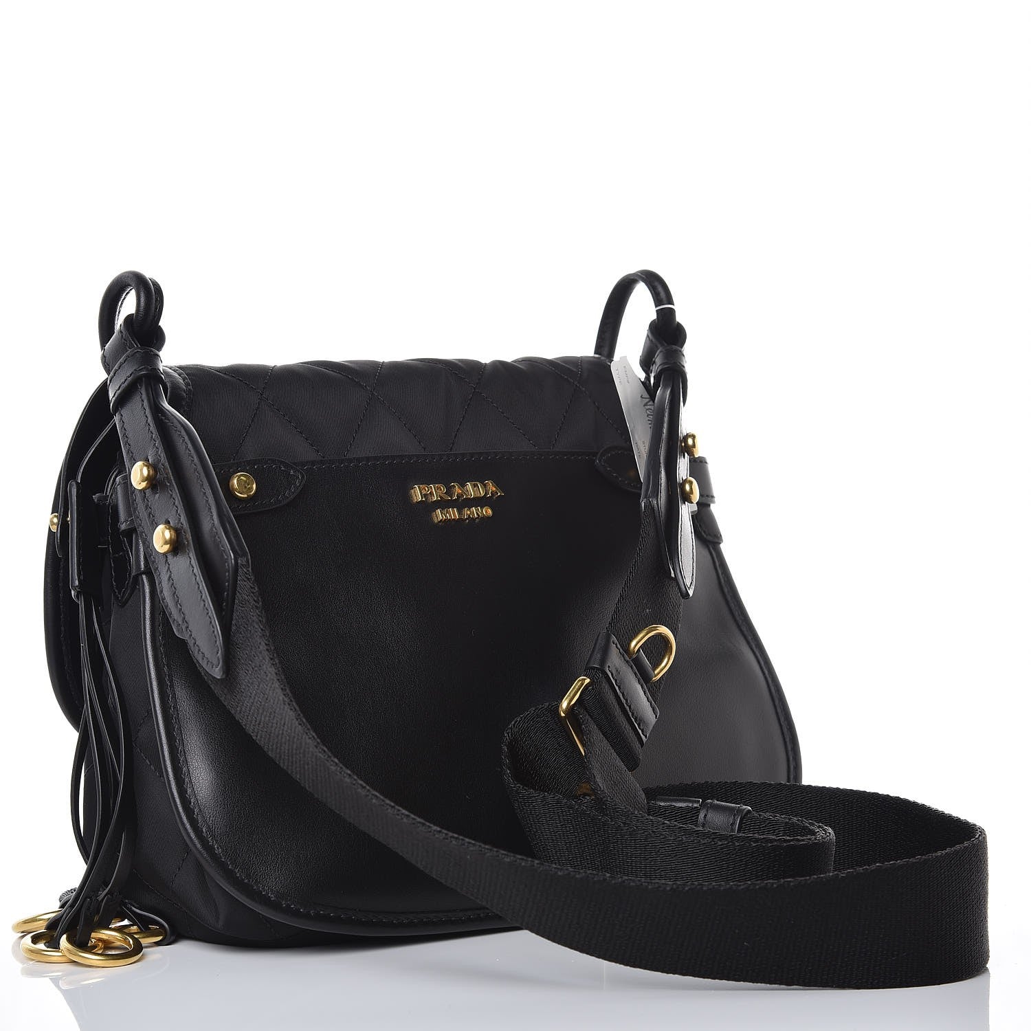 Prada Tessuto Nylon Quilted Corsaire Hunting Bag Black 3 of 7