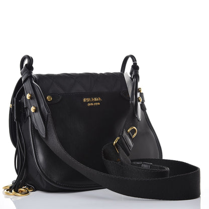 Prada Tessuto Nylon Quilted Corsaire Hunting Bag Black 3 of 7