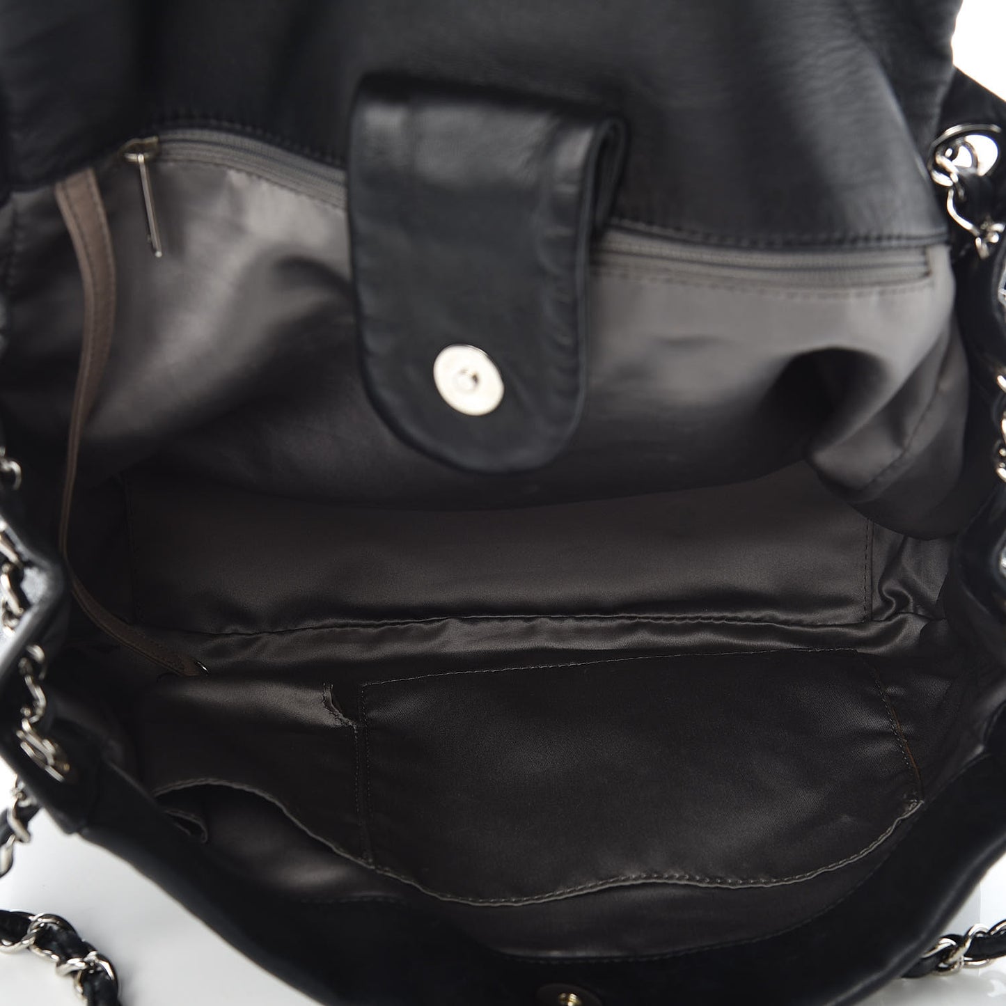 Lambskin Patchwork Accordion Flap Black White