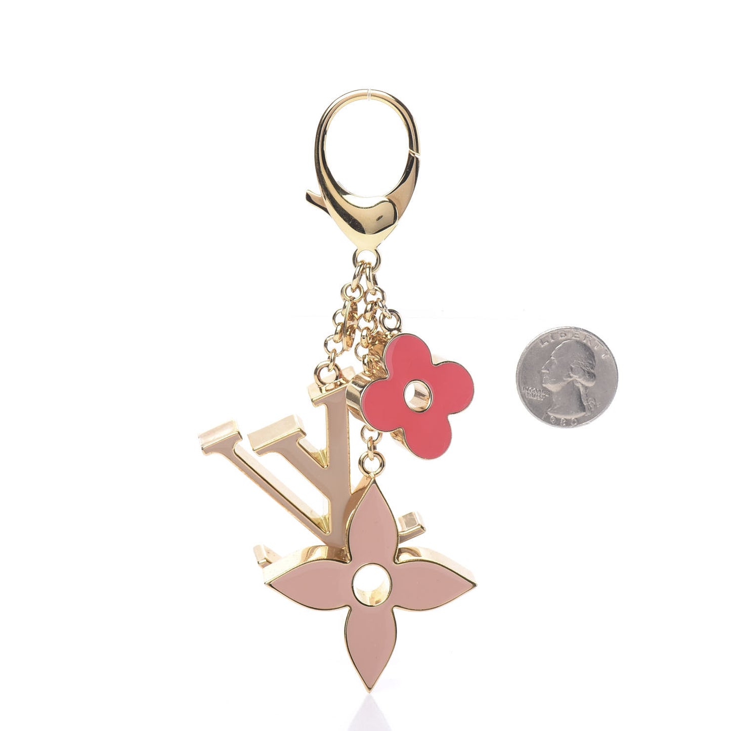 Fleur De Monogram Bag Charm Pink