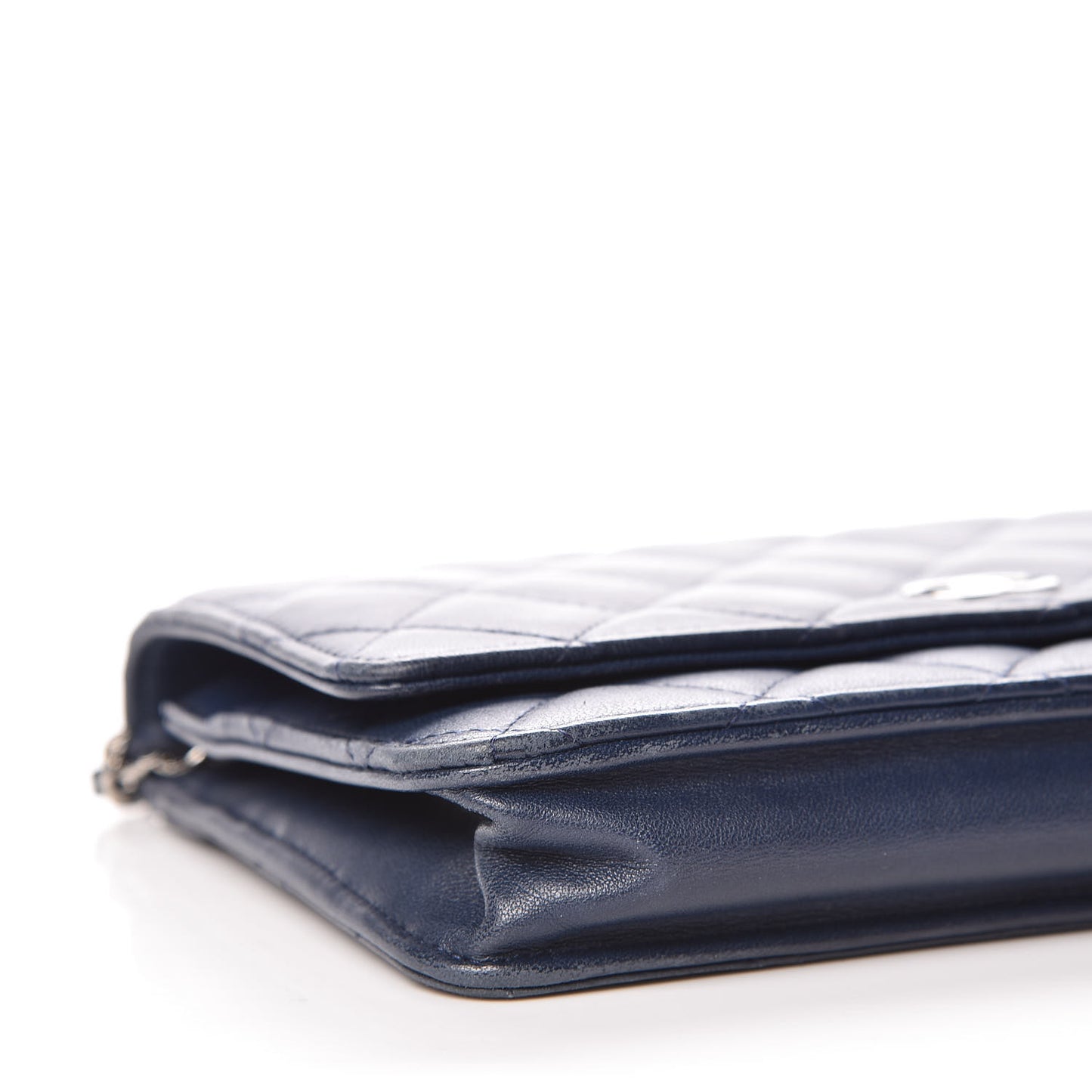 Lambskin Quilted Wallet On Chain WOC Blue