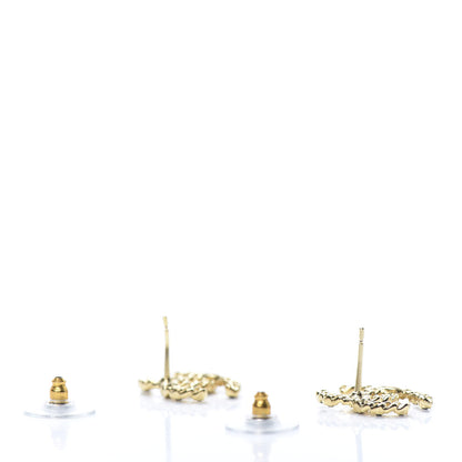 Chanel Crystal CC Chain Earrings Gold Black 3 of 6
