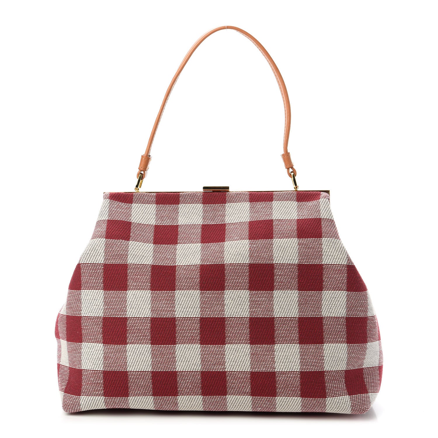 Mansur Gavriel Canvas Check Elegant Top Handle Bag Flamma 1 of 9