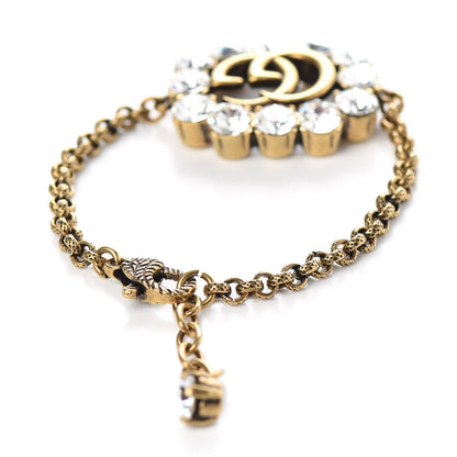 Gucci Metal Crystal Double G Bracelet Aged Gold 3 of 4