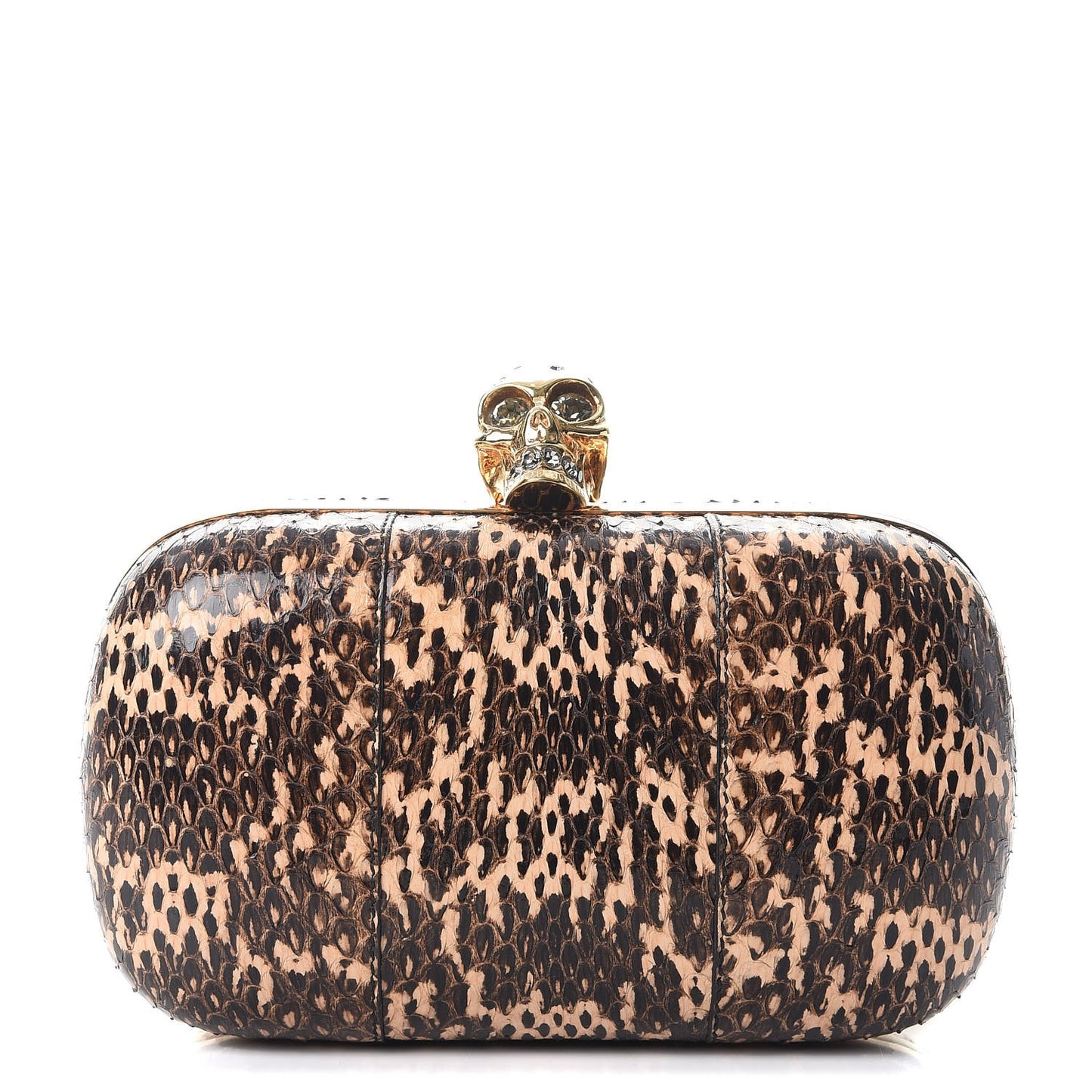 Python Skull Box Clutch Brown