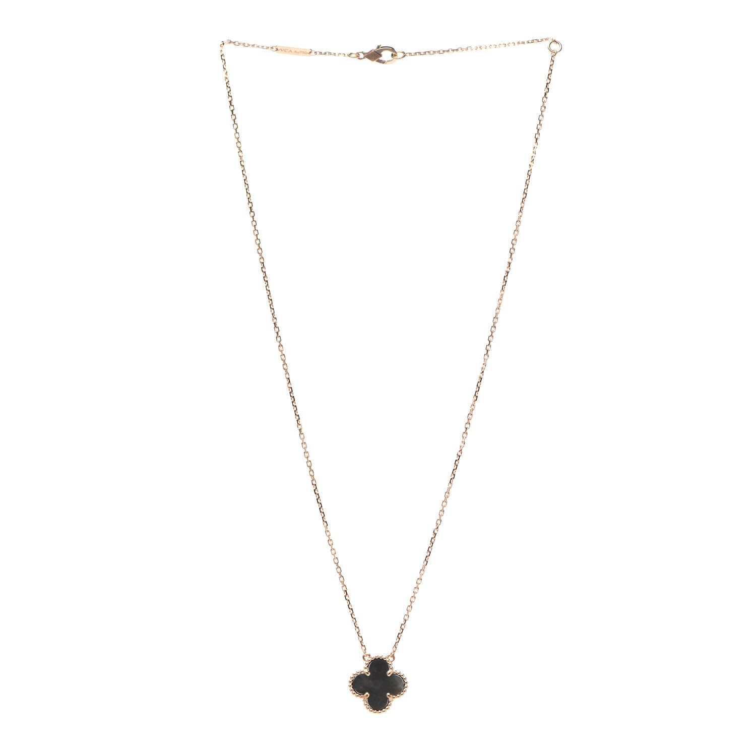 Van Cleef & Arpels 18K Rose Gold Gray Mother of Pearl Vintage Alhambra Pendant Necklace 3 of 7