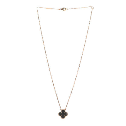 Van Cleef & Arpels 18K Rose Gold Gray Mother of Pearl Vintage Alhambra Pendant Necklace 3 of 7