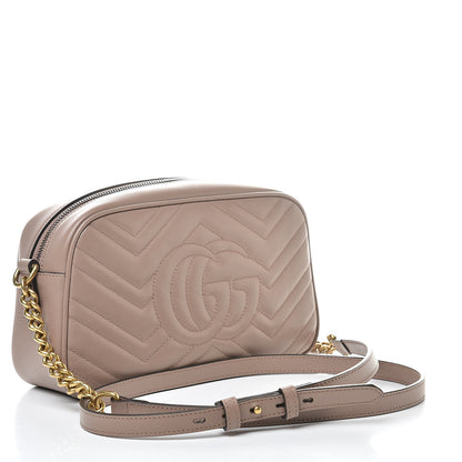 Gucci Calfskin Matelasse Small GG Marmont Chain Shoulder Bag Porcelain Rose 3 of 12