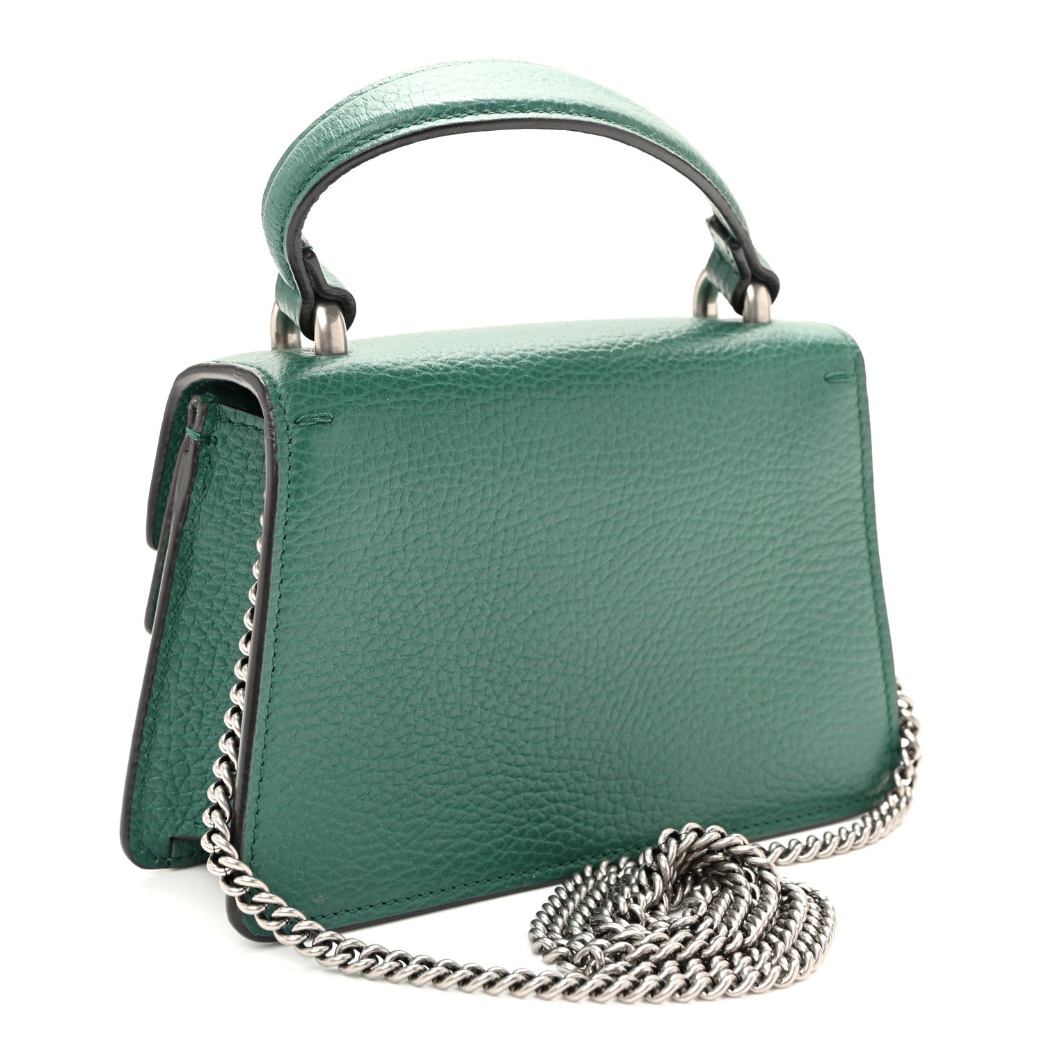 Gucci Dollar Calfskin Crystal Mini Dionysus Top Handle Bag Emerald 3 of 9