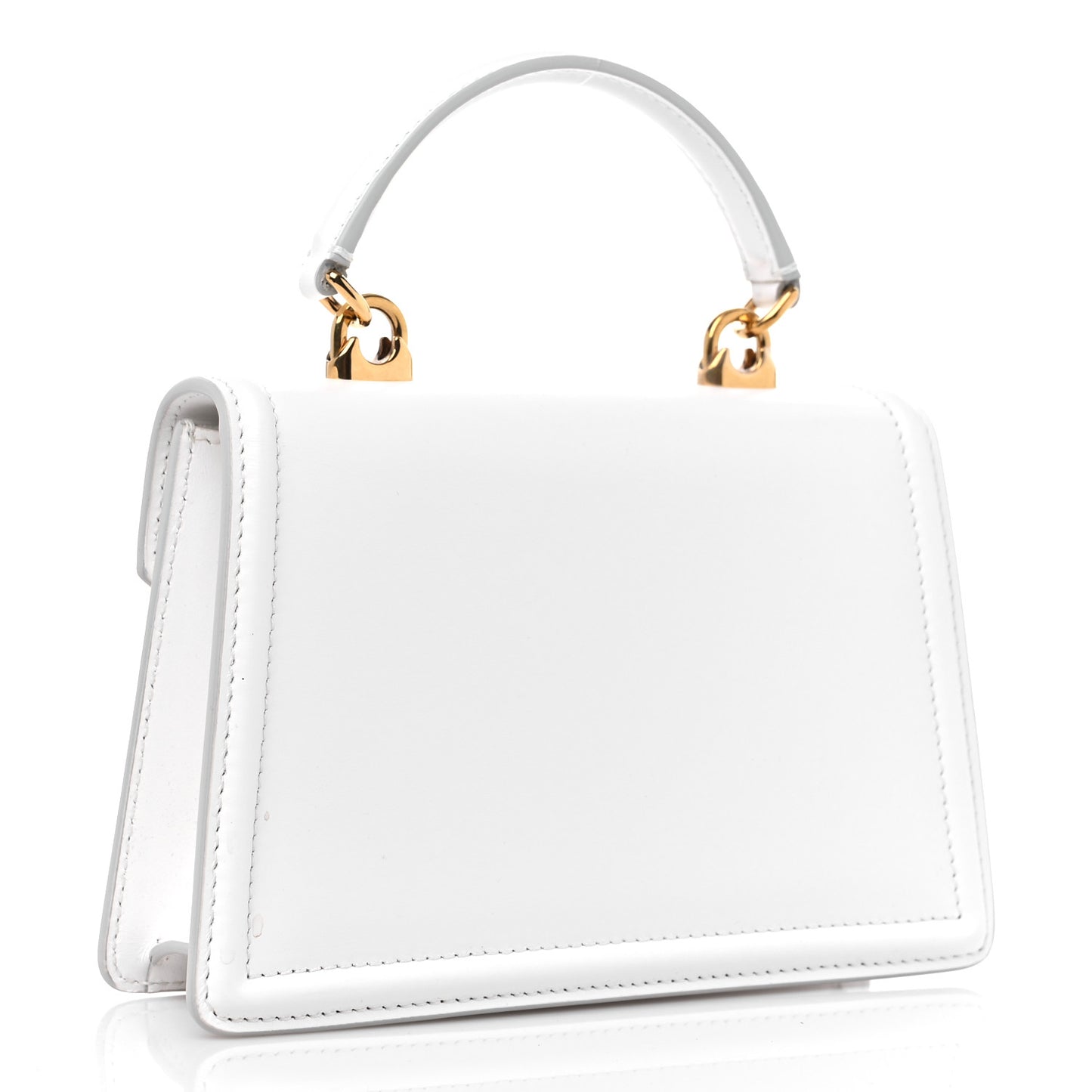 DOLCE & GABBANA Smooth Calfskin Small Devotion Envelope Top Handle Bag White
