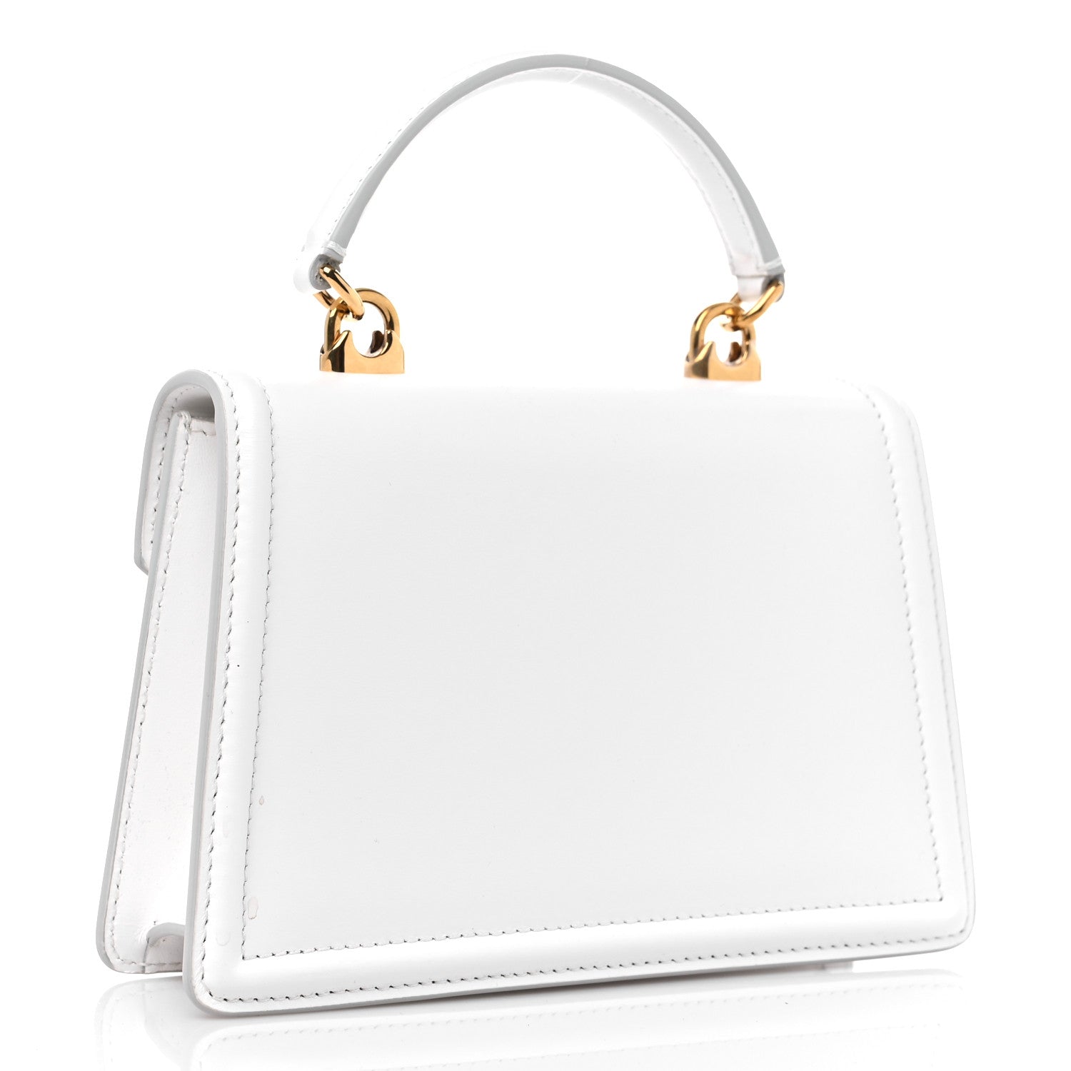Dolce & Gabbana DOLCE & GABBANA Smooth Calfskin Small Devotion Envelope Top Handle Bag White 3 of 9