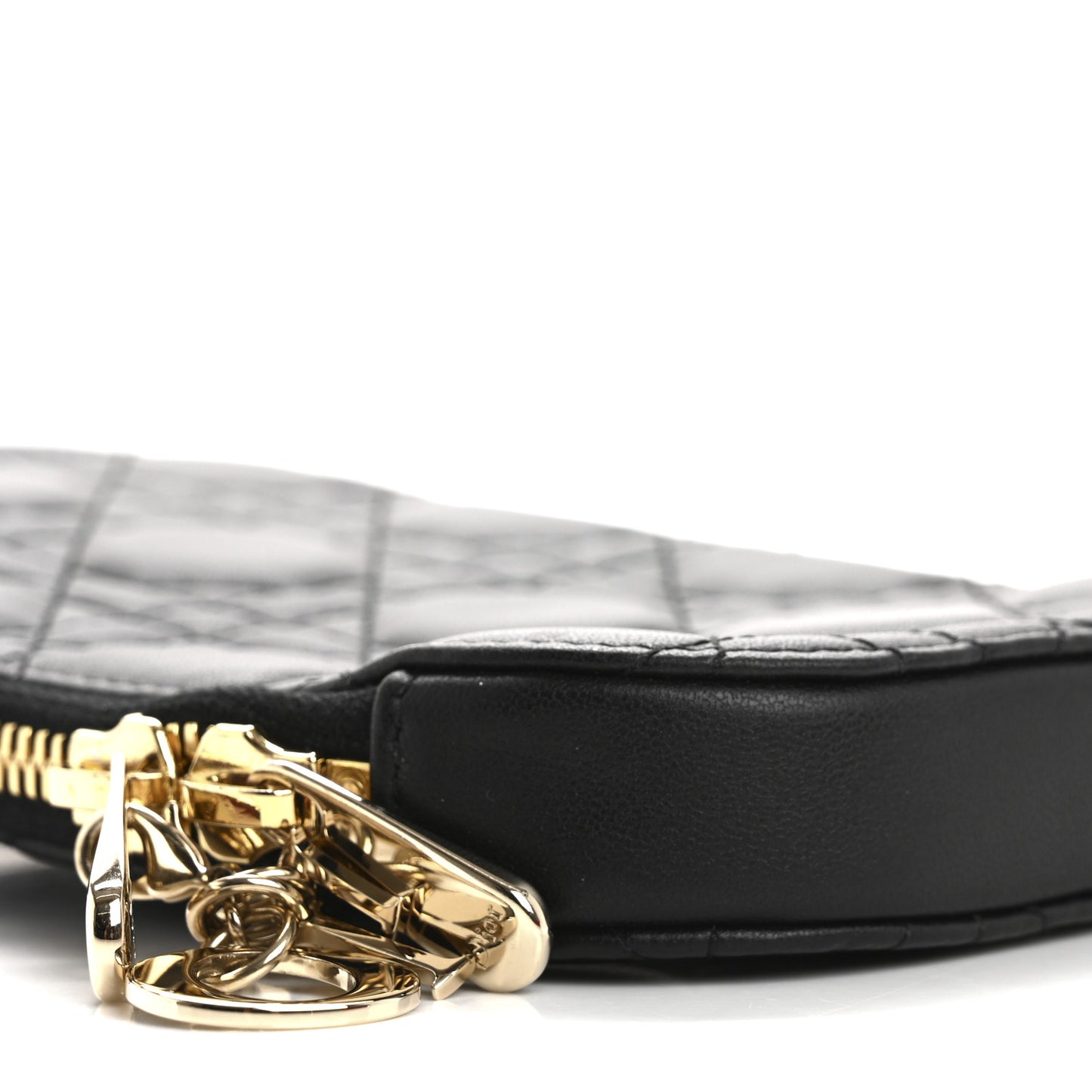 Lambskin Cannage Lady Dior Phone Holder Black